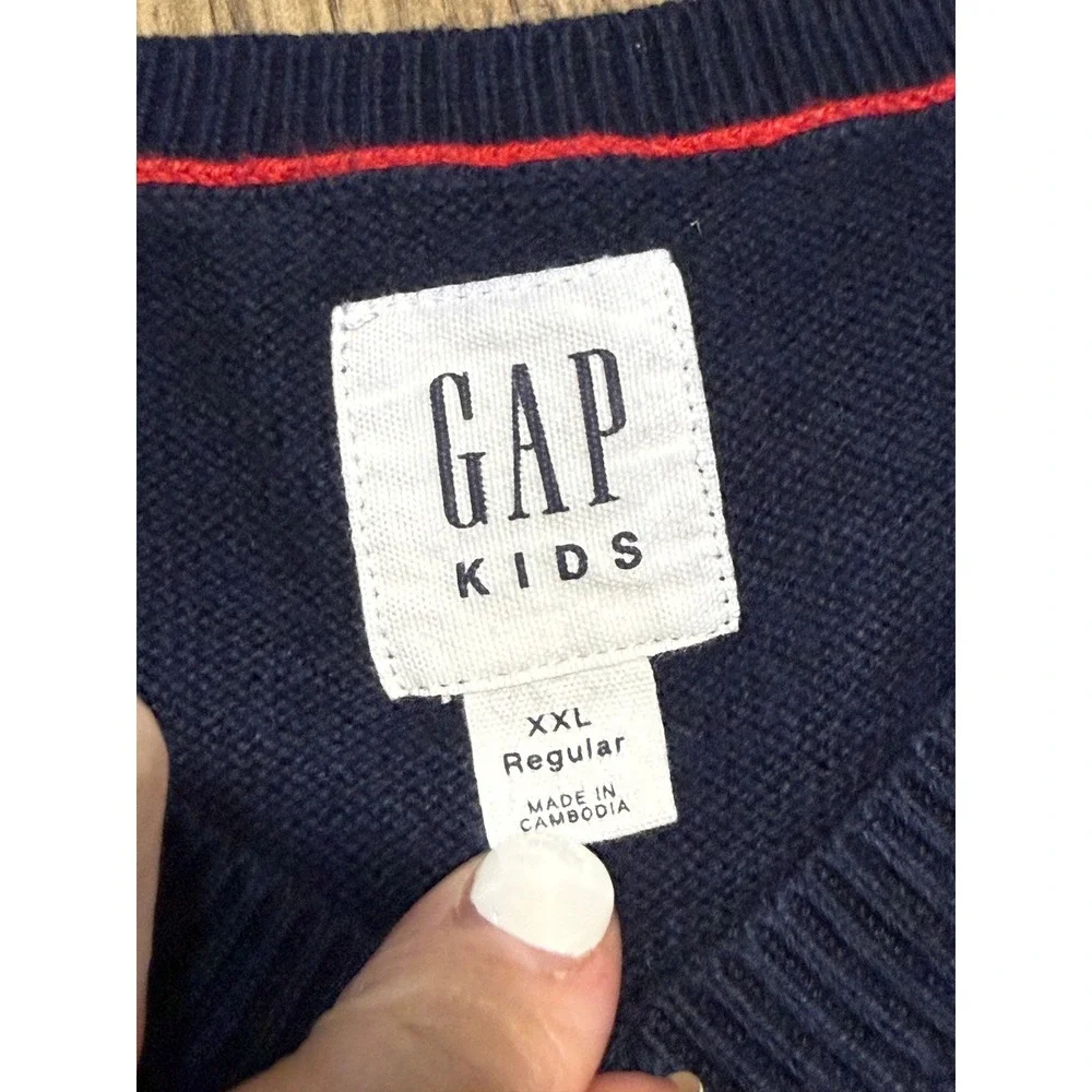 GAP Kids Sweater Boy's Size XXL Navy Blue Crewneck Pullover Long Sleeve